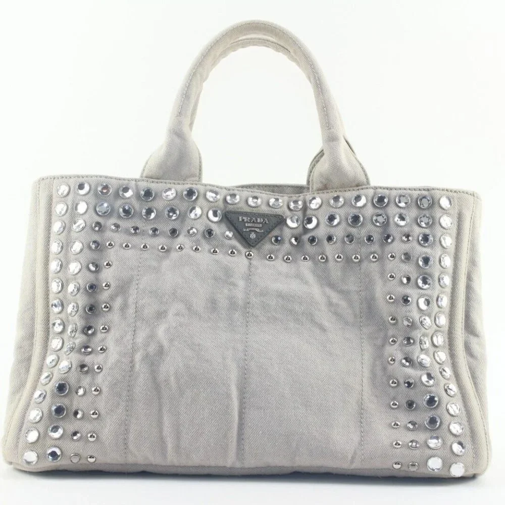 Prada Grey Jeweled Crystal 2way Tote 2PR1129K